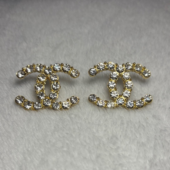 Boutique Finds Jewelry - Elegant Gold and Silver Crystal Logo Earrings